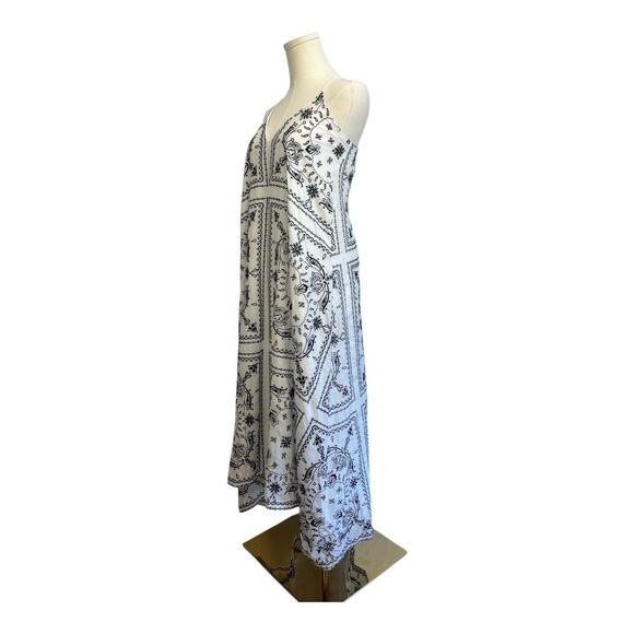 NWT Madewell Embroidered V-Neck Midi Dress Size Medium Bandana White Black Lace - Picture 3 of 8